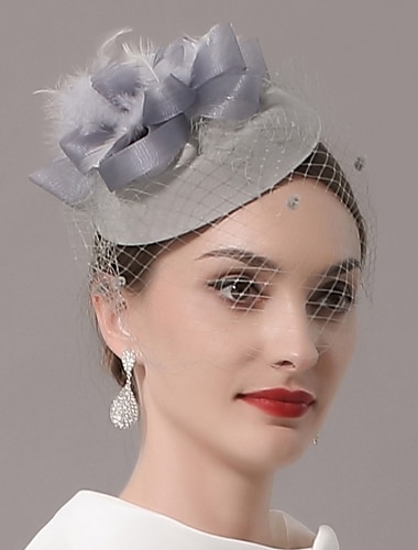  Feathers Net Pillbox Fascinators Hats Headwear with Feather Cap Flower 1 PC Wedding Horse Race Ladies Day Headpiece