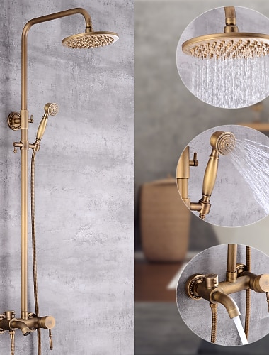 bateria prysznicowa zestaw prysznicowy zestaw prysznicowy w zestawie wyciągany wodospad styl vintage/country mocowanie mosiężne na zewnątrz zawór ceramiczny wanna prysznic baterie mieszające