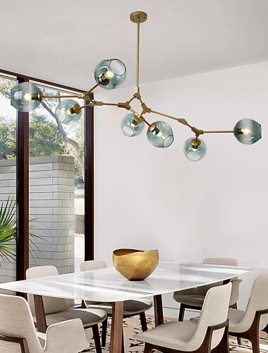  multi head magic bean lampadario caldo bianco luce creativa arte moderna soggiorno lampada heteromorphic nordic semplice sfera di vetro molecolare sala da pranzo ac110v ac220v