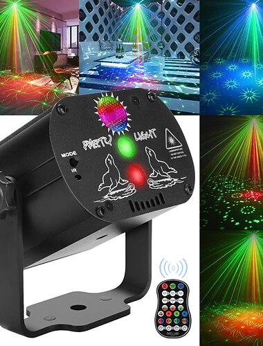  Lumieres de fete DJ disco de scene Laser Stroboscope LED active par le son 60 motifs projecteur RGB avec telecommande pour pub KTV bar danse cadeau d\'anniversaire cadeau de la Saint-Valentin