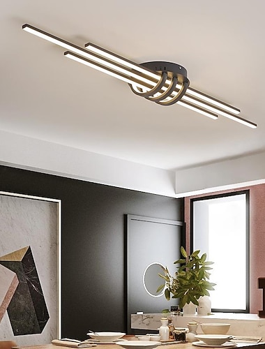  80cm led plafondlamp modern geometrisch ontwerp zwart wit minimalistische inbouwspots aluminium geschilderde afwerkingen 110-120v 220-240v