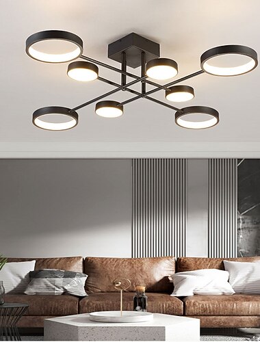  6/8 Heads LED Plafondlamp Modern Zwart Goud Nordic Cirkel Spoetnik Ontwerp Metaal Geschilderde Afwerkingen 110-120 V 220-240 V