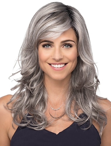  серые парики для женщин синтетический парик вьющиеся натуральные прямые с челкой парик блондинка средней длины светлый блондин серебристо-серый блондин синтетический хай