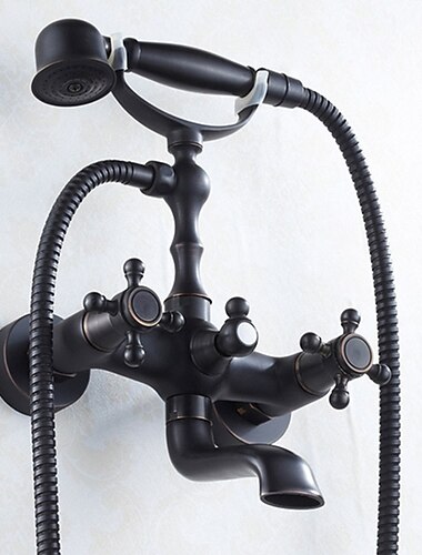 dusjkran sett - regndusj vintage stil galvanisert montering utvendig keramisk ventil badekar dusj blandebatterier