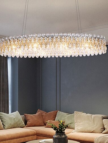 90 cm led kristallen kroonluchter hanglamp moderne luxe driekleurige licht lantaarn desgin eiland licht rvs gegalvaniseerd 110-120 v 220-240 v