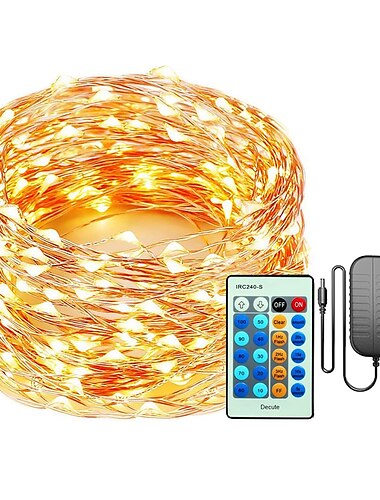  LED Fairy String Lights 50M-500 30M-300 20M-200 10M-100LEDs Copper Wire Light with Remote Control Christmas Lights Dimmable Starry Star Lights for Party Wedding Bedroom Christmas Tree Plug in