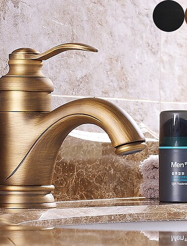  Bathroom Sink Faucet - Classic Antique Brass Centerset Single Handle One HoleBath Taps