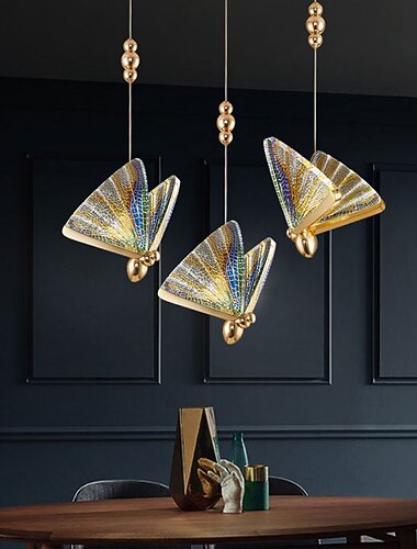 23 سم تصميم واحد قلادة ضوء ملون فراشة تصميم السرير ضوء غرفة الطعام مطعم بار غرفة المعيشة معدن مطلي 220-240 فولت