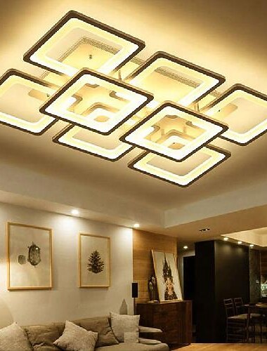 led plafondlamp vierkant lijn design modern 5-lichts 8-lichts 60/90 cm dimbare inbouwlampen metaal acryl lineair geometrisch minimalistisch geschilderde afwerkingen 110-120v 220-240v