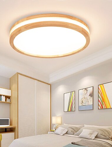 30/40 / 50cm plafonnier LED rond carre bois nordique moderne plafonnier plafonnier peint finitions style inspire de la nature 110-120v 220-240v