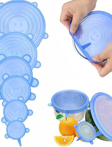  siliconen rekbare deksels 2 kleuren 24 verpakkingen zero waste herbruikbare siliconen deksel voor deksel voor overgebleven voedsel en fruit of seal bowl 6 12 packs