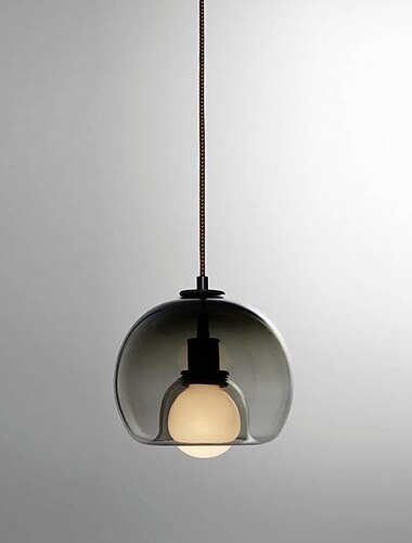 ledet anheng lys grå oransje glass globus enkelt design moderne nordisk 25cm spisestue nattbord lys galvanisert 110-120v 220-240v