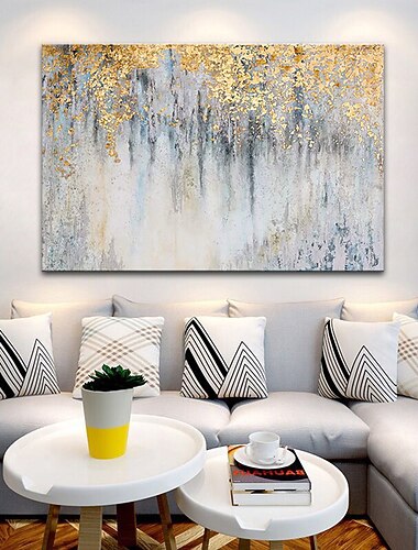  handgemachte OElgemaelde Leinwand Wandkunst Dekoration goldene fluechtige abstrakte fuer Wohnkultur gerollte rahmenlose ungedehnte Malerei