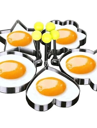  5 Pieces Set Fried Egg Mold Pancake Rings Shaped Omelette Mold Mould Frying Egg Cooking Tools Kitchen Supplies Accessories Gadget