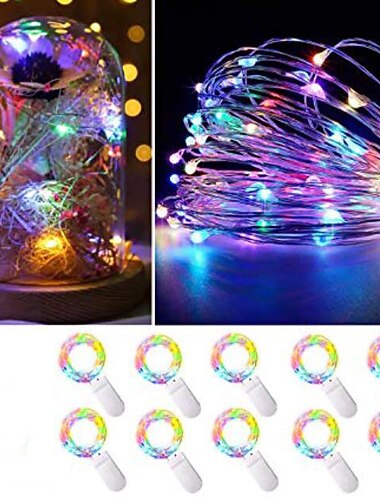10 stuks Kerst LED Feeënverlichting 1m 10LEDs Koperdraad Stringverlichting Batterij-aangedreven voor Kerstguirlande Feest Bruiloft Huisdecoratie Zonder Batterij