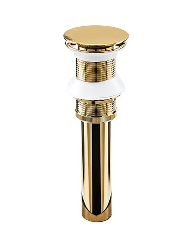  Brass Pop Up Sink Drain Stopper with Overflow Bathroom Faucet Vessel Vanity Sink Drainer(Golden)