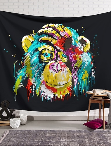  Wall Tapestry Art Decor Blanket Curtain Hanging Home Bedroom Living Room Decoration Polyester Colorful Monkey Covering Face