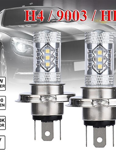  2pcs Carro LED Lampada de Farol H4 Lampadas 1200 lm SMD LED 80 W 5000-7000 k Para