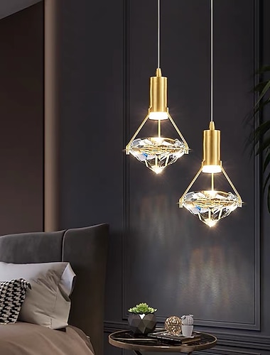 10 cm wisiorek led Light Crystal Modern Nordic Diamond Design Metal Galwanizowana dioda LED 110-120v 220-240v
