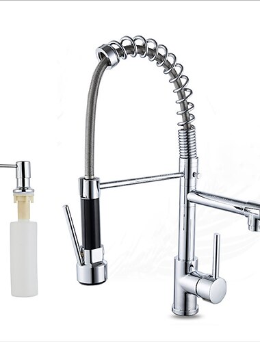  Kuchyňská vodovodní baterie - Jedna rukojeť, dva otvory Pochromovaný Výsuv / Výsuv Široká baterie Moderní Kitchen Taps