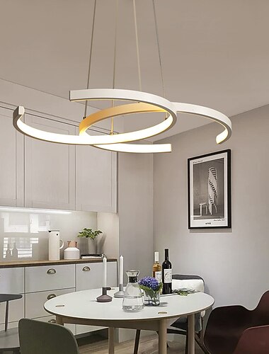  Lampara colgante led regulable de 55cm, candelabro de oro negro nordico, acabados pintados de aluminio sputnik, estilo nordico led 220-240v