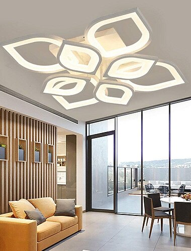  6/8/12/15 hoofden led plafondlamp lotus design plafondlamp modern artistiek metaal acryl stijl traploos dimmen slaapkamer geschilderde afwerking verlichting 110-240v alleen dimbaar met