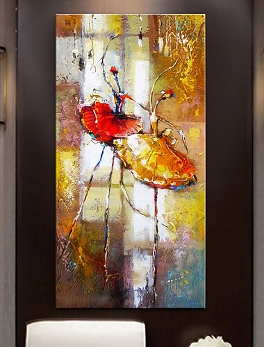  Pintura al oleo pintada a colgar Pintada a mano Vertical Abstracto Personas Moderno Sin marco interior  (sin marco)