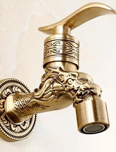 ברז חיצוני, ברז פליז עתיק לתלייה על הקיר, צינור דקורטיבי חיצוני לגינה 1/2 אינץ' חיבור שפיץ גילוף עיצוב עם מים קרים בלבד ברז חיצוני, ברז פליז עתיק לתלייה על הקיר, צינור דקורטיבי חיצוני לגינה 1/2 אינץ' חיבור שפיץ גילוף עיצוב עם מים קרים בלבד