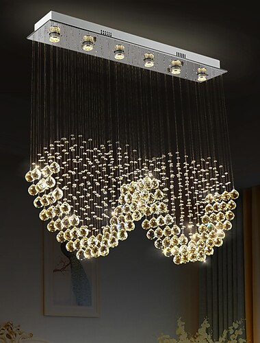  křišťálový lustr srdce design horký k9 obdélník závěsná lampa pro obývací pokoj jídelna vlna křišťálový lustr bar ostrovní skříňka lampa stropní závěsná světla