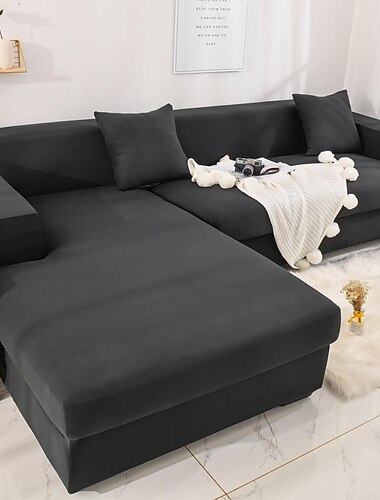 Stretch-Sofabezug, Schonbezug, burgunderfarben, elastisch, modernes Ecksofa für Wohnzimmer, Sofabezug, Ecksofa in L-Form, Sesselschutz, Sofabezug, 1/2/3/4-Sitzer