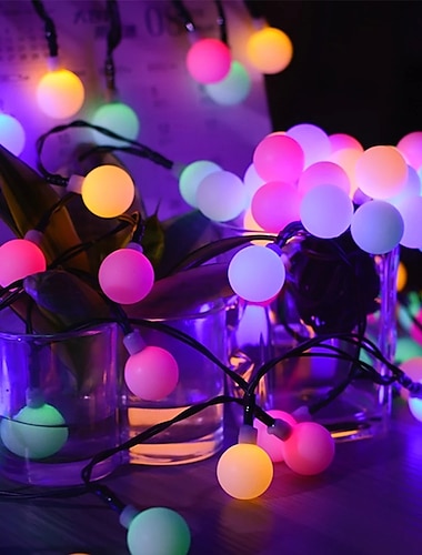  Aussen-Solar-Lichterkette Solar-LED-Lichterkette Matt-Gluehbirne Warmweiss farbenfrohes Weiss 8 Modi Aussen wasserdicht 7M 50LEDs Feenlichter Hochzeitsfeier-Dekorationslichter Gartenlicht