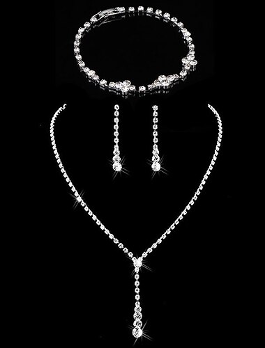  1 set Jewelry Set Bridal Jewelry Sets For Women\'s Anniversary Party Evening Gift Rhinestone Alloy Tennis Chain