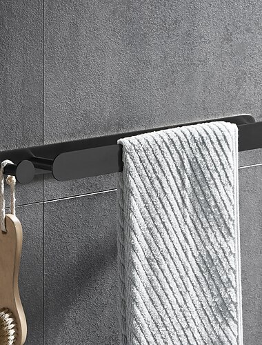 قضيب مناشف من الفولاذ المقاوم للصدأ مقاس 16 بوصة مع خطاف ، sus304 ، حامل مناشف حمام ذاتية اللصق ، طراز معاصر ، حامل مناشف ، مقاوم للصدأ ، 4 تشطيبات ، ذهبي ، مصقول ، أسود ، مرآة مصقولة ، خالي من الثقب