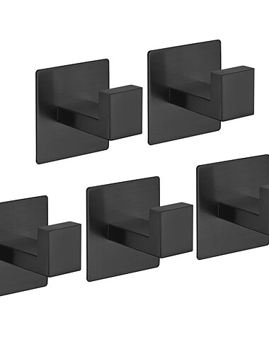  אביזר אמבטיה מחזיק נייר טואלט / וו חלוק ומוט מגבת יחיד עיצוב חדש דביק נירוסטה צמוד לקיר שחור מט