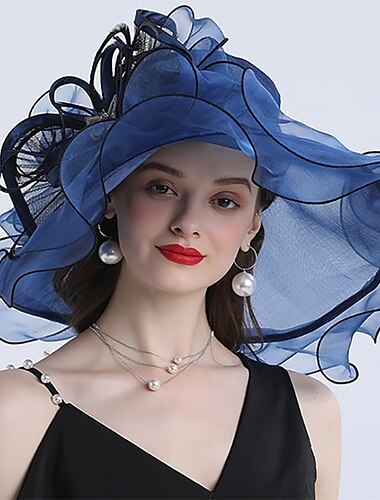  Fascinators Hats Headwear Organza Polyester / Polyamide Bucket Hat Straw Hat Sun Hat Casual Holiday Ladies Day Melbourne Cup Cocktail Vintage Style Elegant With Feather Appliques Headpiece Headwear