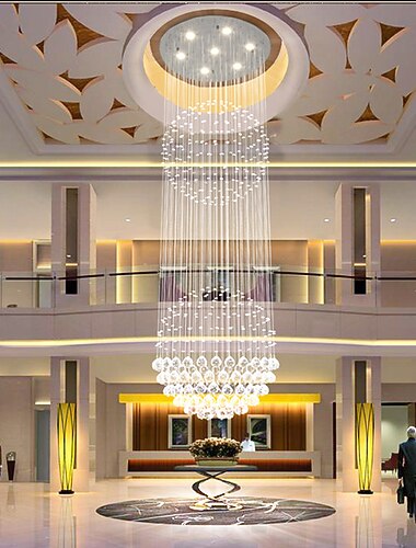  Kristall Kronleuchter Deckenleuchte kugelfoermig LED runde Beleuchtung Decke Pendelleuchte Luxus-Design fuer Deko Interieur Esszimmer Wohnzimmer Hotel