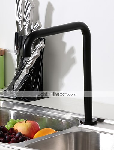 keukenkraan met één handgreep, zwarte 2-gats wijdverspreide geverfde messing keukengootsteenkraan met warm en koud water