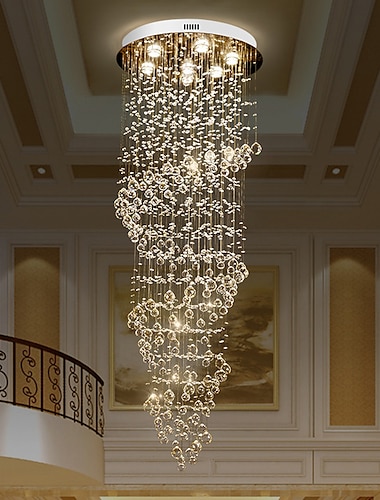  křišťálový lustr křišťálové stropní světlo 170cm luxusní světla k9 spirála evropské moderní lustry stropní závěsná světla lampa hotel vila 7 hlav 110-120v 220-240v