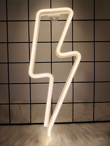  Letreiro de Neon LED Forma de Relampago Luz Noturna Decoracao de Festa de Halloween Presente USB ou Operado a Bateria Decoracao de Parede