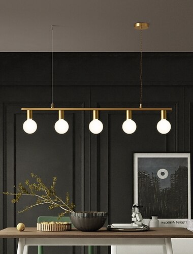 Luz colgante led isla luz oro moderno para comedor 70/100cm cobre comedor decoración luz 3/5 portalámparas e27 ajustable