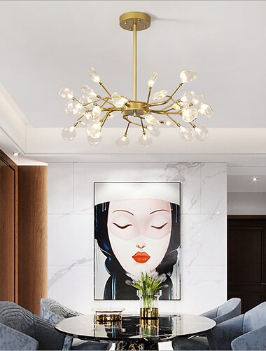  أدى قلادة ضوء 27 36 45 54 رؤساء firefly الثريا led قلادة الإضاءة ما بعد الحداثة السقف تركيب المصابيح مصباح معلق روز الذهب فرع led الثريا لمبة شملت ac220v ac110v