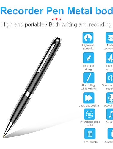  mini registratore vocale digitale penna voice-to-text registratori audio riproduzione mp3 ai smart hd riduzione del rumore da 8g a 32gb dittafono