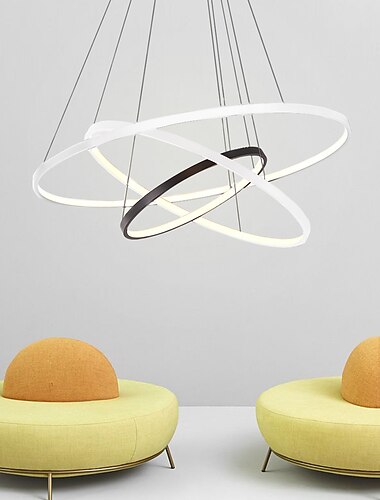 led hängande ljus ring cirkel design modern svart vit oreo design 204060 cm dimbar ljuskrona aluminium sputnik zinklegering 110-120v 220-240v