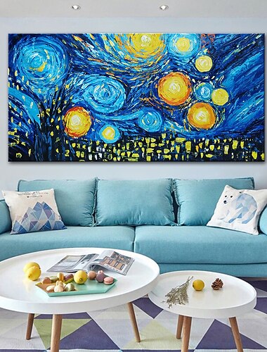 Pintura al óleo famosa hecha a mano, arte de pared pintado a mano, cielo estrellado, decoración del hogar, lienzo enrollado, sin marco, sin estirar