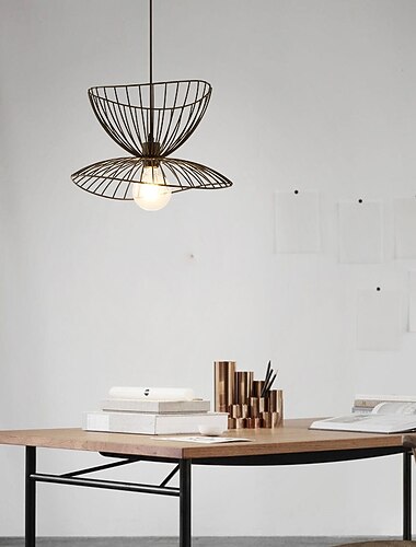 LEDペンダントライトベッドサイドライトブラックゴールド45cmレトロペンダントライトメタルヴィンテージスタイルアイアンハット塗装ベッドルームダイニングルームリビングルームライトdiyライト