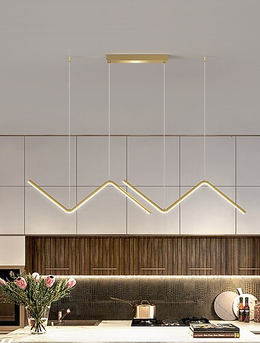  led hanglamp 90 cm eilandverlichting dimbaar lijndesign aluminium stijlvol minimalistisch geschilderde afwerkingen nordic style eetkamer keukenverlichting 110-240v alleen dimbaar met afstandsbediening