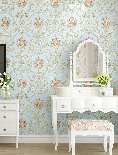 papel pintado cubierta de la pared pegatina película peel and stick extraíble autoadhesivo en relieve floral no tejido decoración del hogar 300 * 53 cm