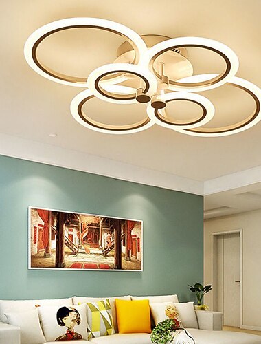 plafonnier led lueur vers l'extérieur plafonnier led 4/6/8 lumières encastrées design de cercle simplicité de style moderne acrylique 90w salon salle à manger luminaire de chambre à coucher