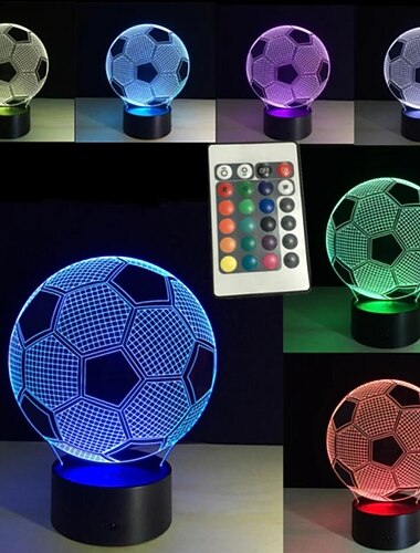 Lampka nocna w kształcie piłki nożnej 3D na prezent bożonarodzeniowy dla dzieci 16 kolorów zmieniających iluzje optyczne z zdalnym sterowaniem prezenty urodzinowe dla sportowych fanów chłopców
