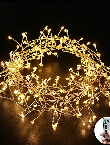  String Lights 3M 6M USB Remote Control Copper Wire LED Firecracker String Lights 100LEDs 200LEDs Firecracker Fairy Light For Christmas Wedding Holiday Party Home Decoration